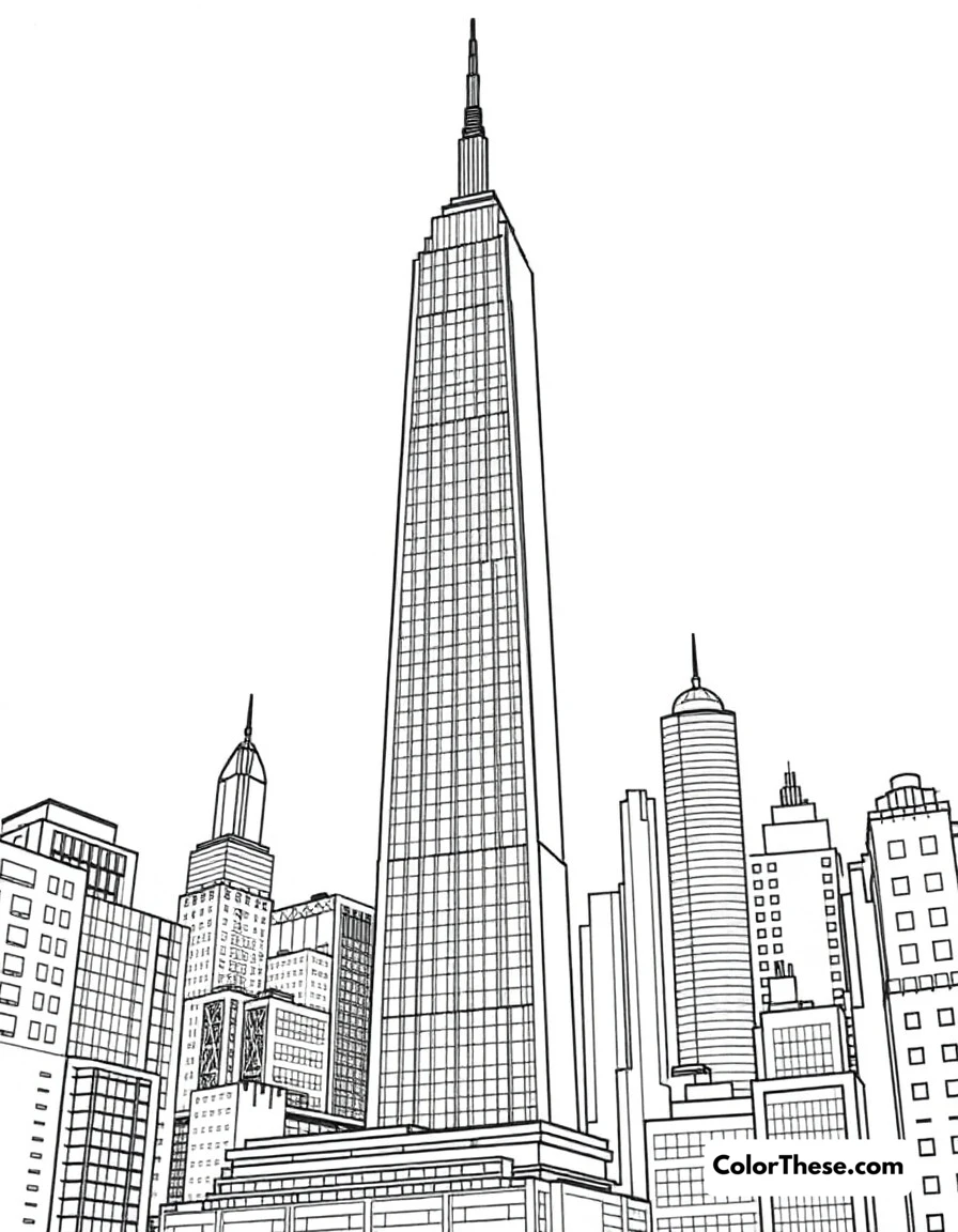 Free printable avengers tower coloring page for kids and adults. The impressive Avengers Tower standing tall in New York City.