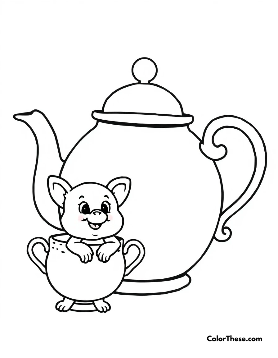 Free printable mrs. potts and chip coloring page for kids and adults. The motherly teapot Mrs. Potts with her playful teacup son Chip.