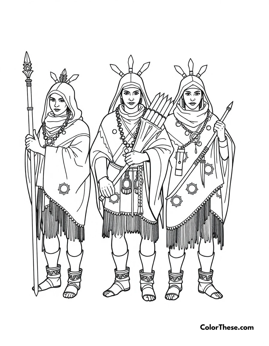 Free printable border tribe coloring page for kids and adults. The Border Tribe with their vibranium-infused blankets and weapons.