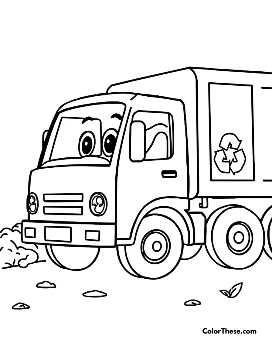Free printable garbage truck day coloring page for kids and adults. Blippi learning about recycling with a garbage truck.