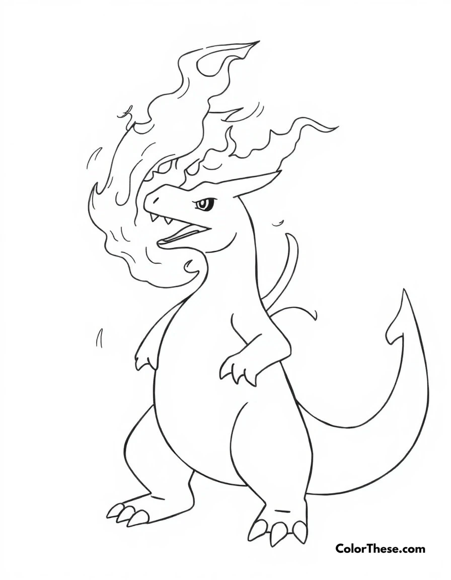 Free printable charizard fire spin coloring page for kids and adults. Charizard creating a spectacular spiral of flames with Fire Spin.
