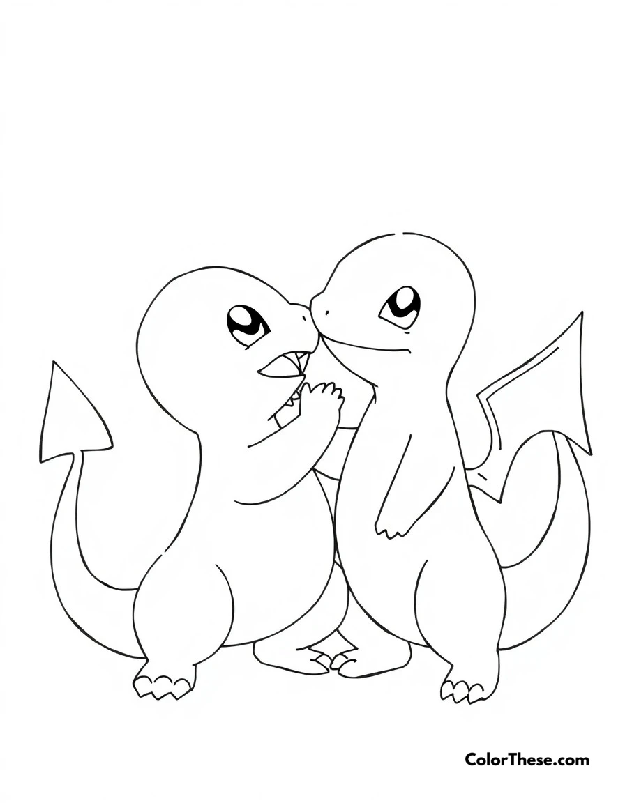 Free printable charmander's morning stretch coloring page for kids and adults. Charmander starting its day with a big stretch and yawn.