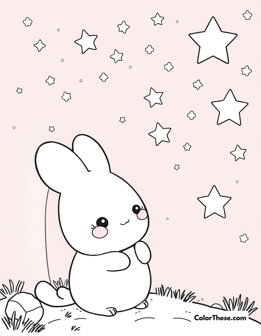 Free printable cinnamoroll stargazing coloring page for kids and adults. Cinnamoroll watching the stars on a beautiful night.