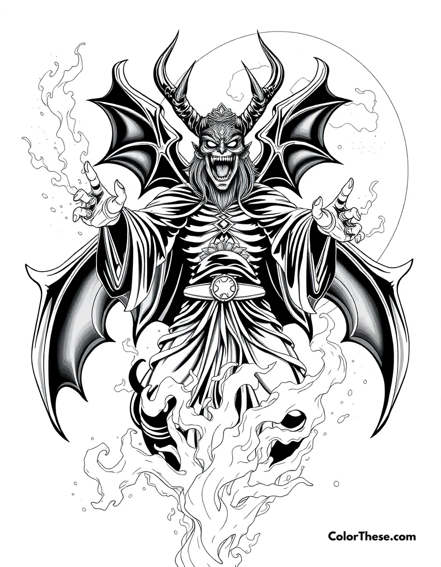 Free printable akaza's blood demon art coloring page for kids and adults. Upper Moon Three Akaza displaying his powerful Blood Demon Art.