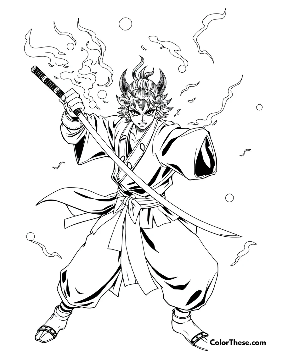 Free printable inosuke's beast breathing coloring page for kids and adults. Inosuke performing his wild Beast Breathing technique with dual blades.