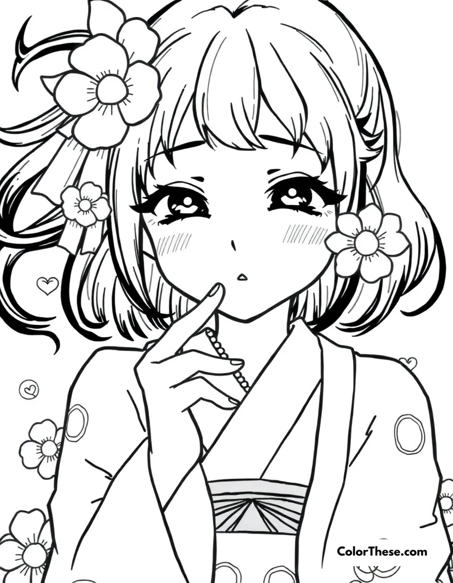 Free printable mitsuri's love breathing coloring page for kids and adults. Mitsuri Kanroji using her unique Love Breathing technique.