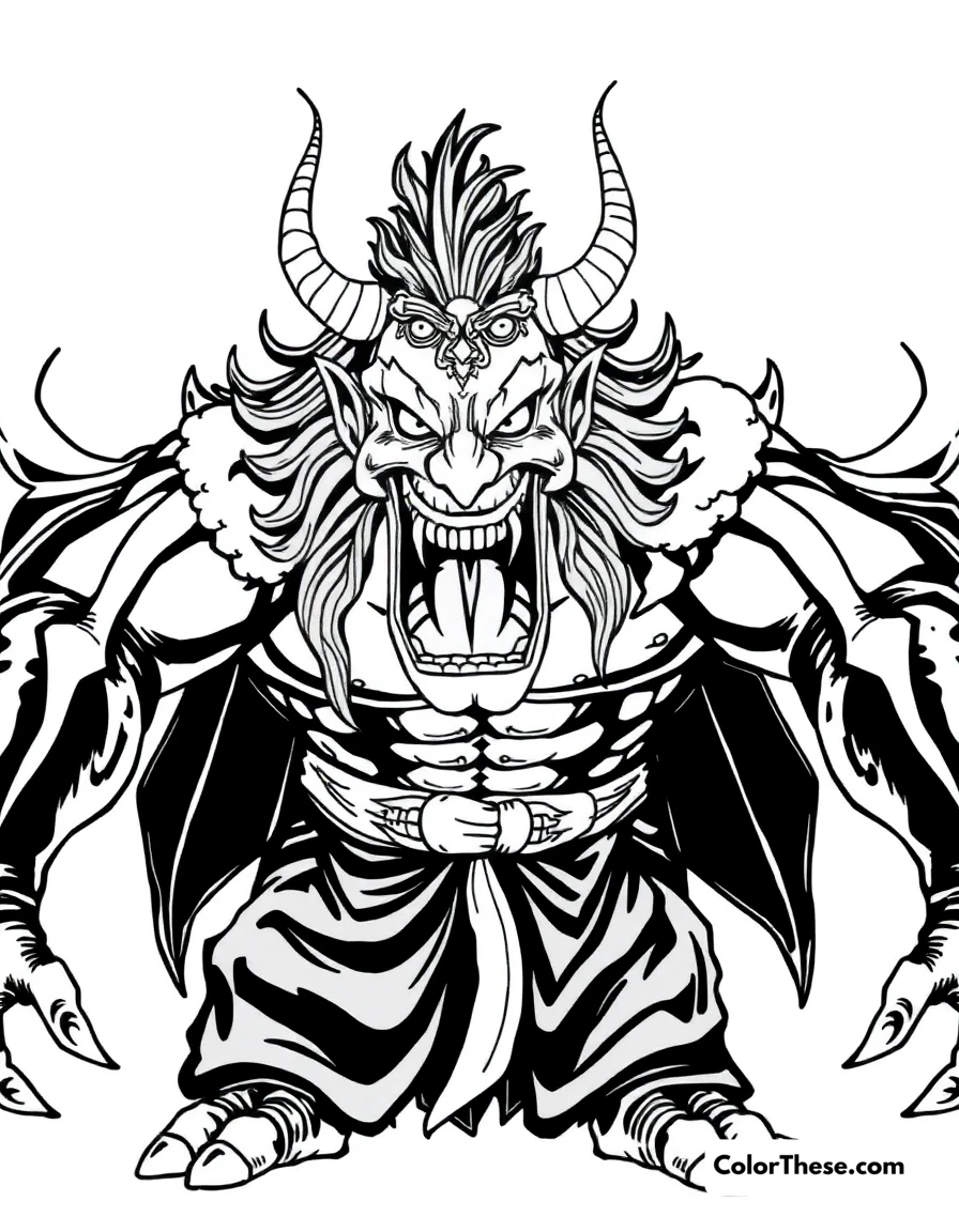 Free printable muzan's demon form coloring page for kids and adults. Muzan Kibutsuji revealing his true demon form.