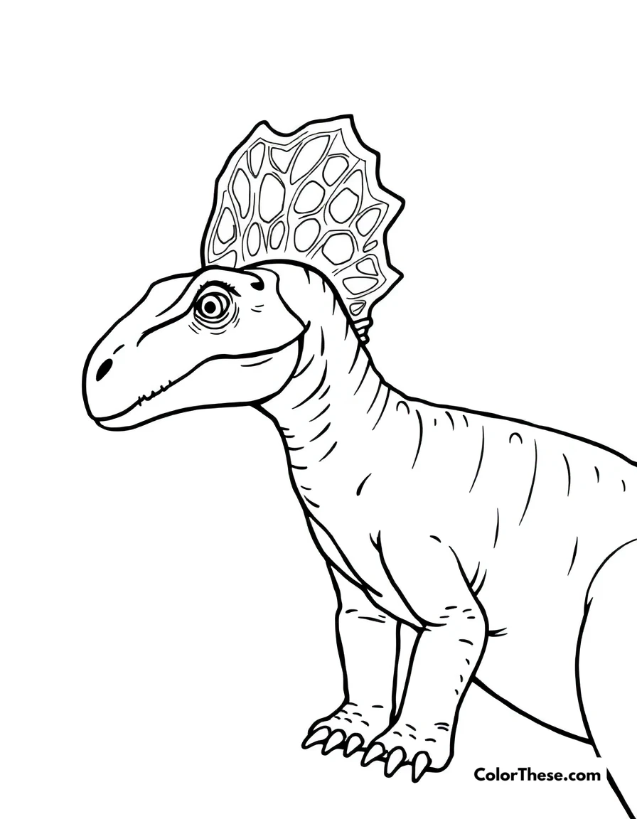 Free printable crested corythosaurus coloring page for kids and adults. A Corythosaurus showing its distinctive hollow head crest.