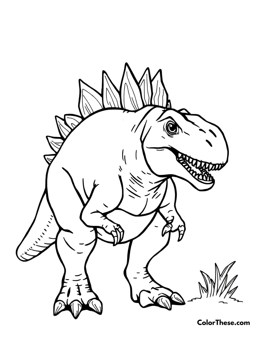 Free printable spiked kentrosaurus coloring page for kids and adults. A well-defended Kentrosaurus with its impressive spikes.