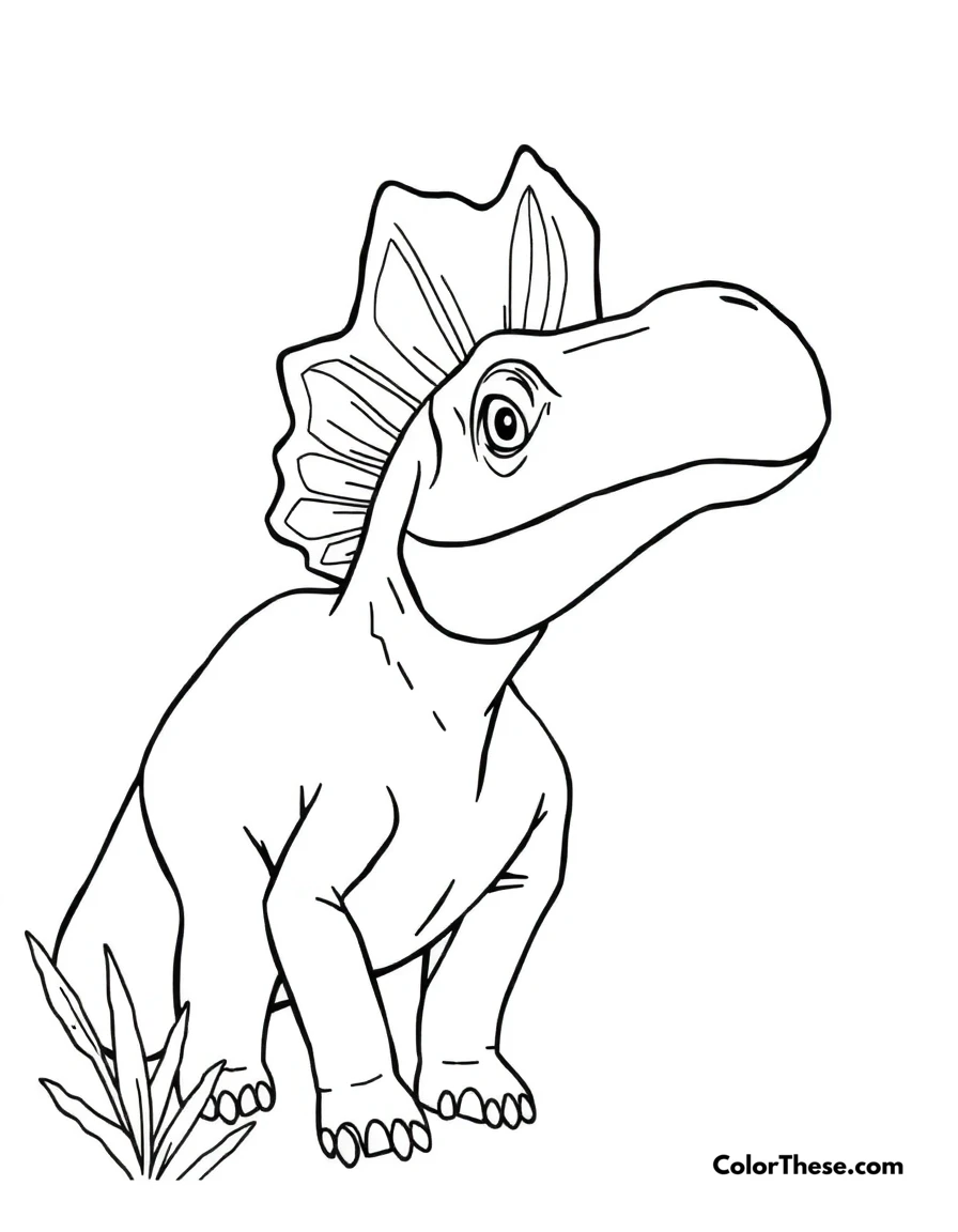 Free printable swift parasaurolophus coloring page for kids and adults. A Parasaurolophus with its distinctive head crest.
