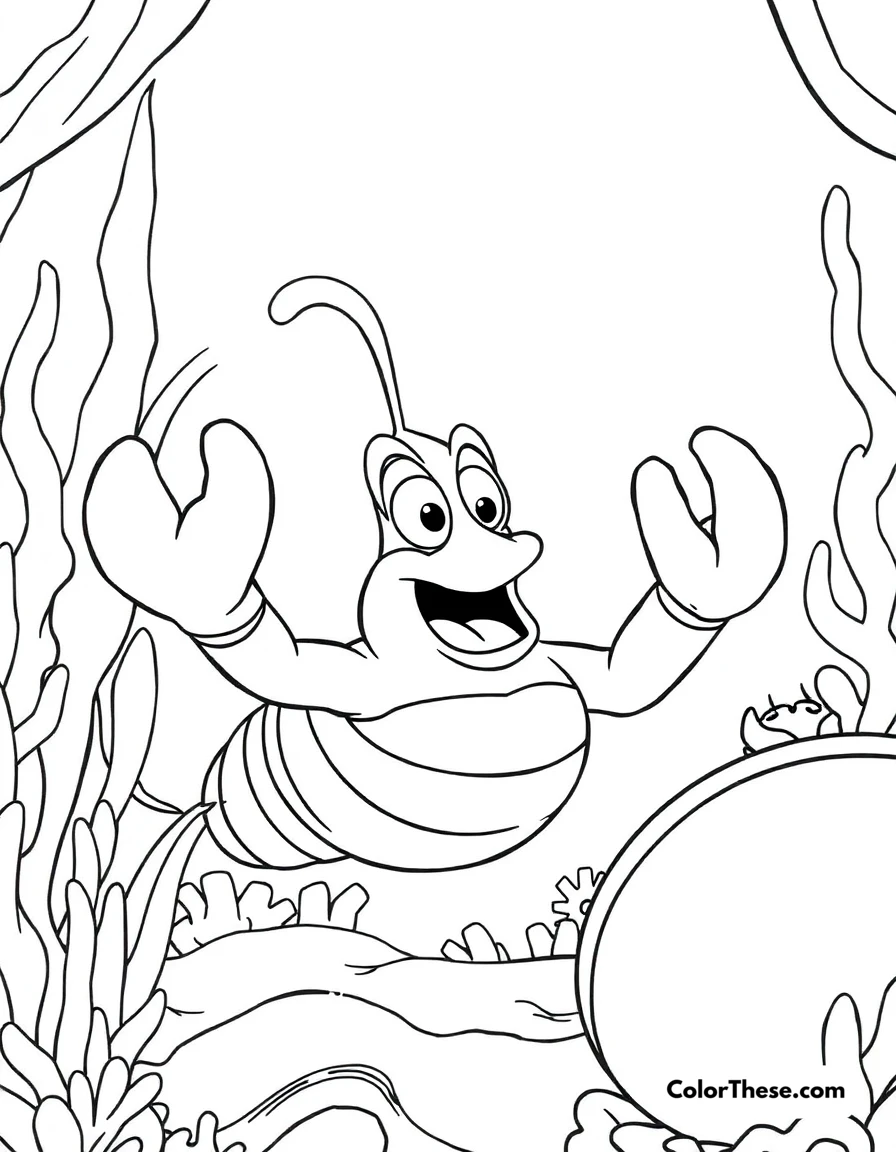 Free printable sebastian's concert coloring page for kids and adults. Sebastian conducting his underwater orchestra.