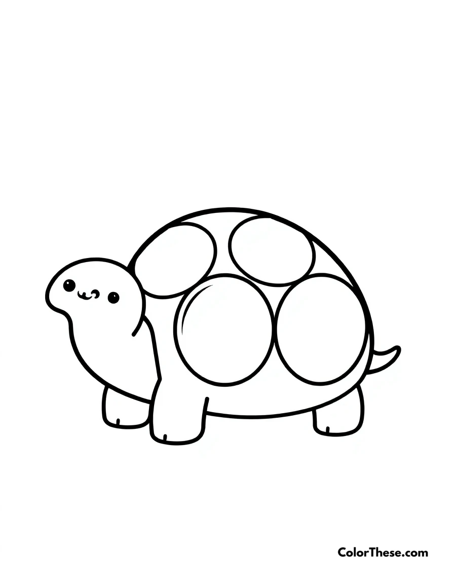 Free printable little turtle coloring page for kids and adults. A simple turtle design with a shell and a friendly face.