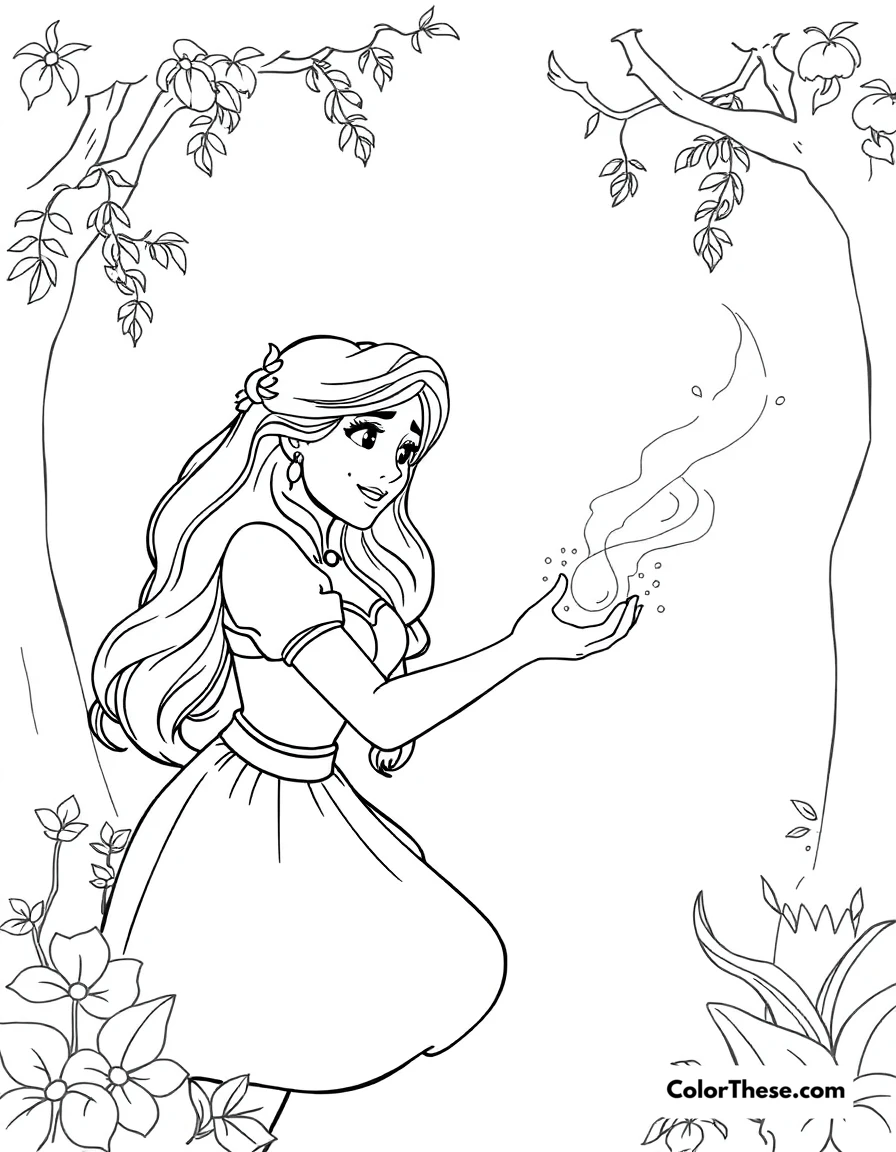 Free printable julieta healing coloring page for kids and adults. Julieta using her healing powers to help someone in Encanto (Disney).