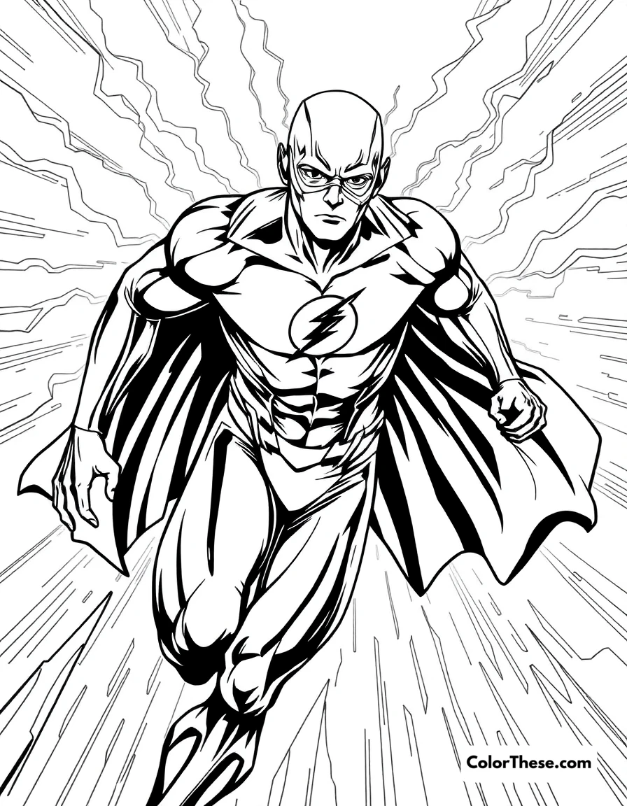 Free printable flash (dc comics) and the multiverse coloring page for kids and adults. The Flash (DC Comics) running through the Multiverse.