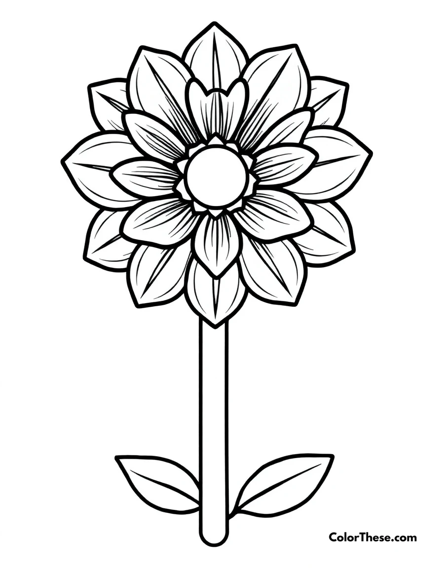 Free printable ice cream flower coloring page for kids and adults. A flower-shaped ice cream pop with petals.