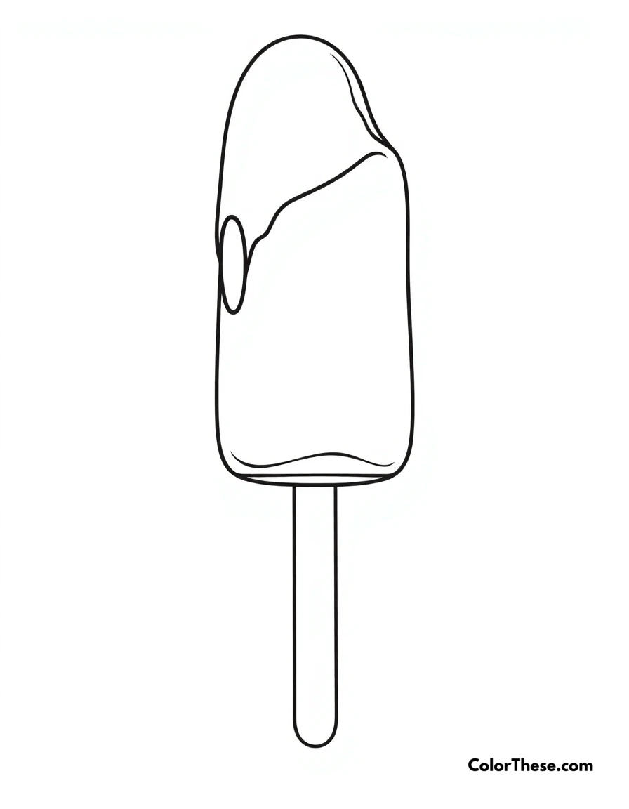 Free printable ice cream popsicle coloring page for kids and adults. A fun ice cream popsicle on a stick.