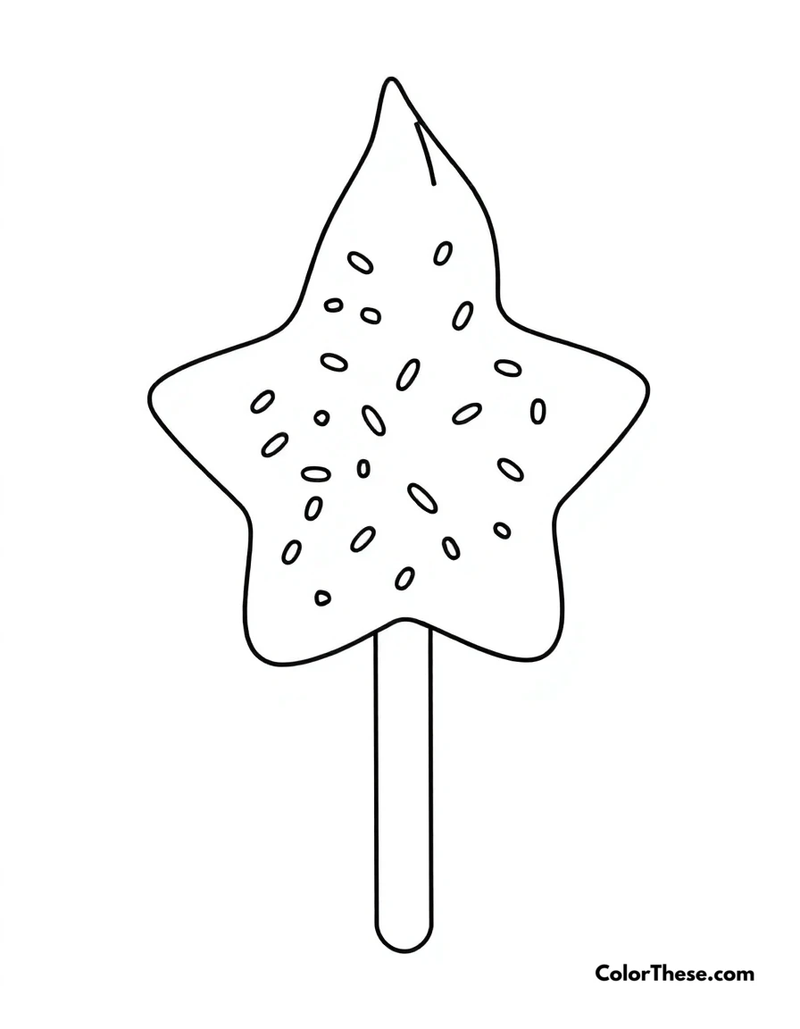 Free printable ice cream star coloring page for kids and adults. A star-shaped ice cream pop with sprinkles.
