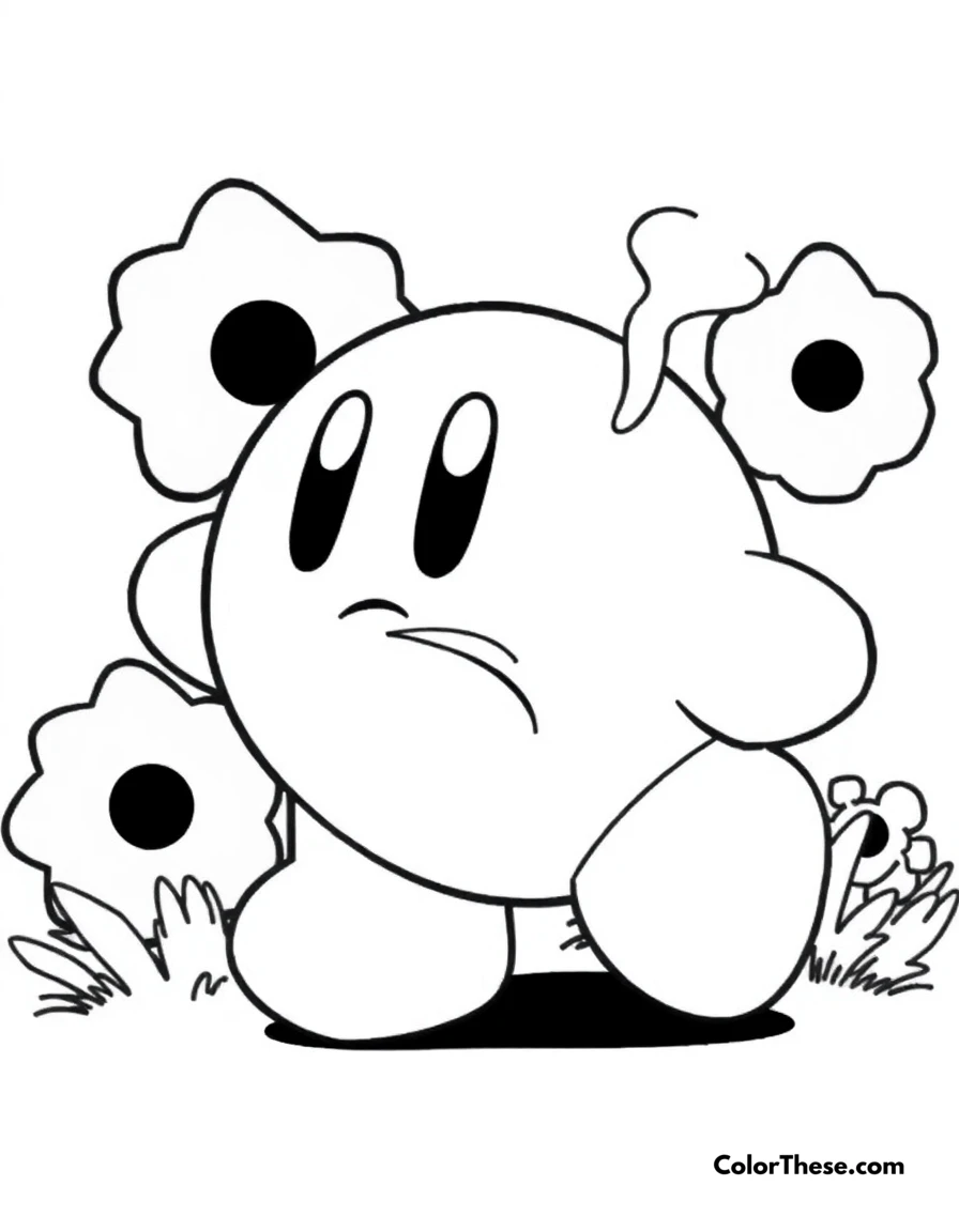 Free printable kirby inhaling coloring page for kids and adults. Kirby using his signature inhale ability.