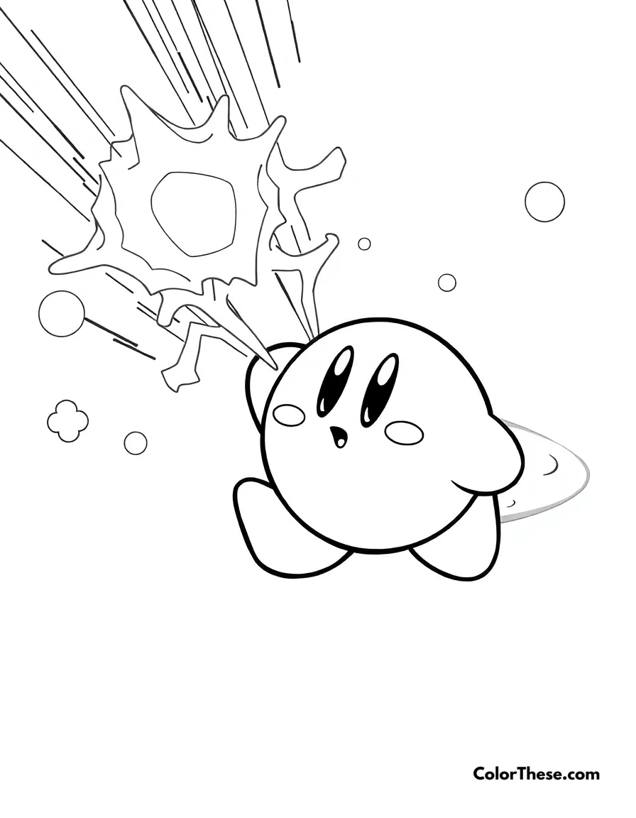 Free printable kirby with beam ability coloring page for kids and adults. Kirby using his powerful beam ability.