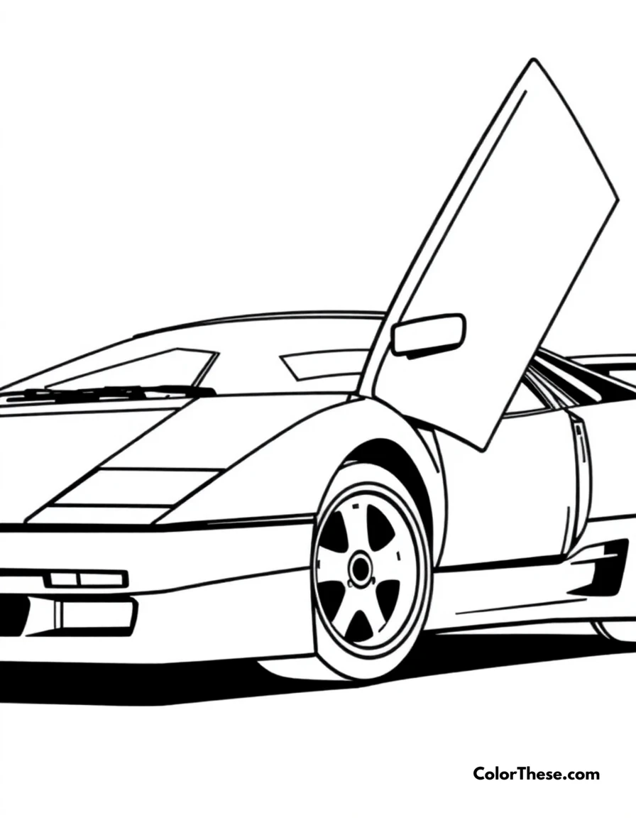 Free printable lamborghini diablo coloring page for kids and adults. A classic Lamborghini Diablo in a powerful pose.