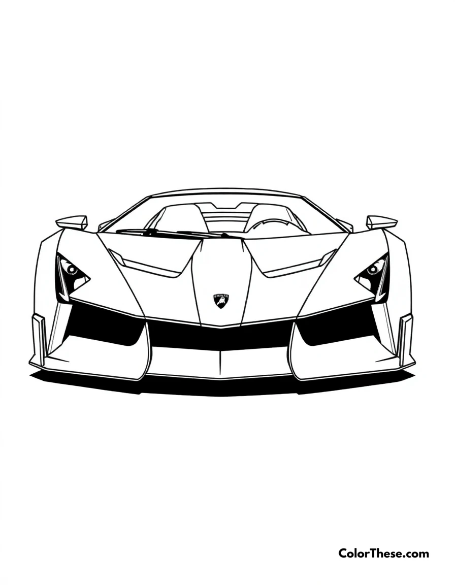 Free printable lamborghini egoista coloring page for kids and adults. A futuristic Lamborghini Egoista in a striking pose.