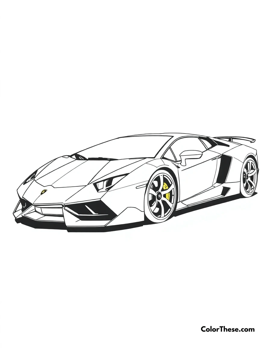 Free printable lamborghini reventón coloring page for kids and adults. A futuristic Lamborghini Reventón in a dynamic pose.