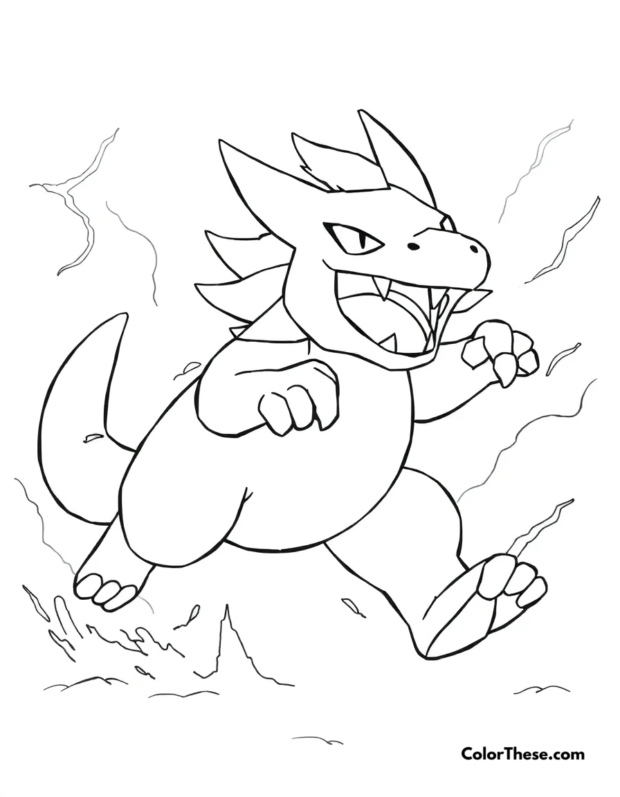 Free printable raikou running through a storm coloring page for kids and adults. Raikou, the Thunder Pokémon, running through a storm.
