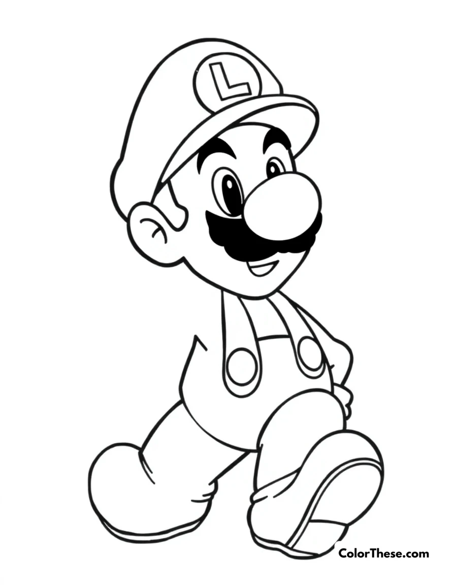 Free printable luigi with a frog suit coloring page for kids and adults. Luigi from Mario wearing a Frog Suit.