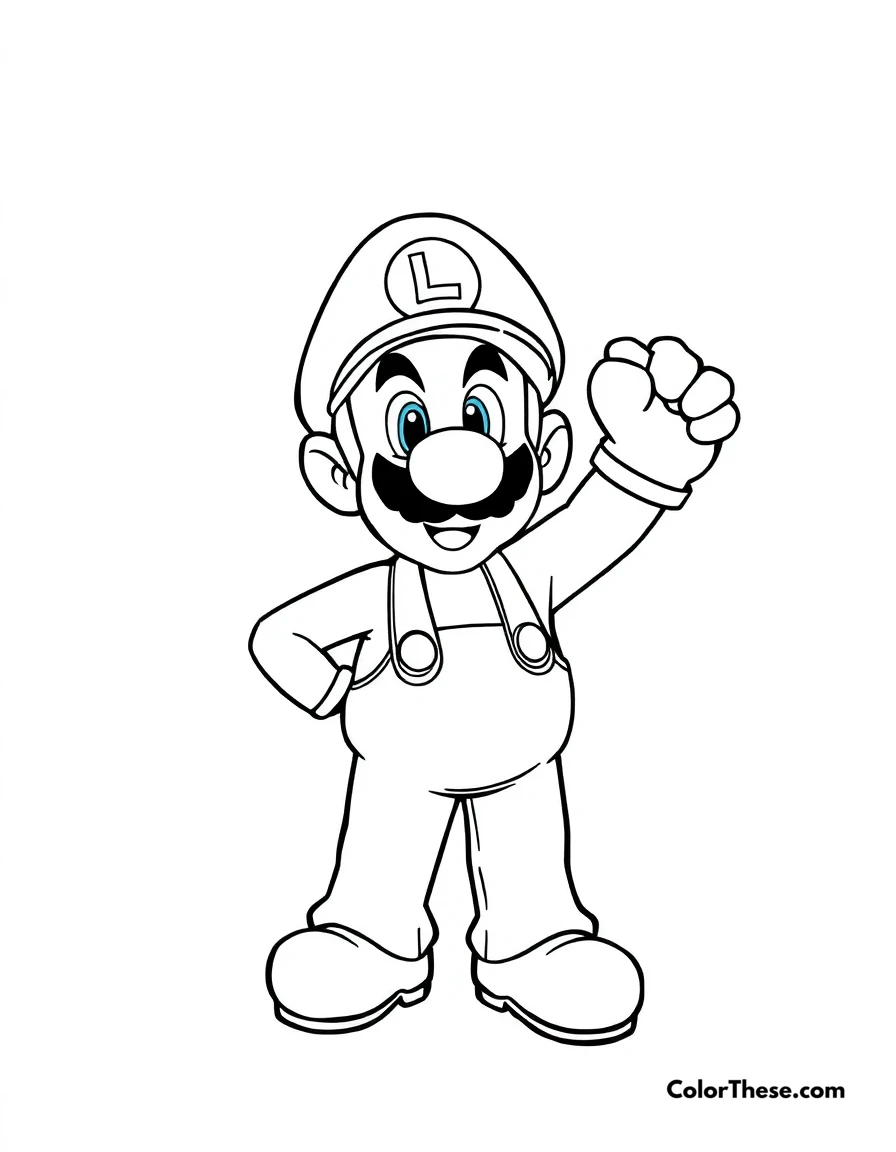 Free printable luigi with a hammer suit coloring page for kids and adults. Luigi from Mario wearing a Hammer Suit.