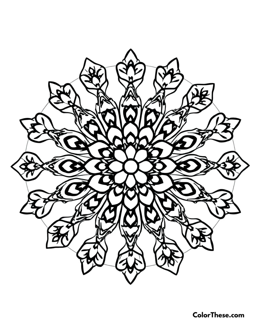Free printable dog mandala with paw print patterns coloring page for kids and adults. A mandala featuring dog-inspired paw print patterns.