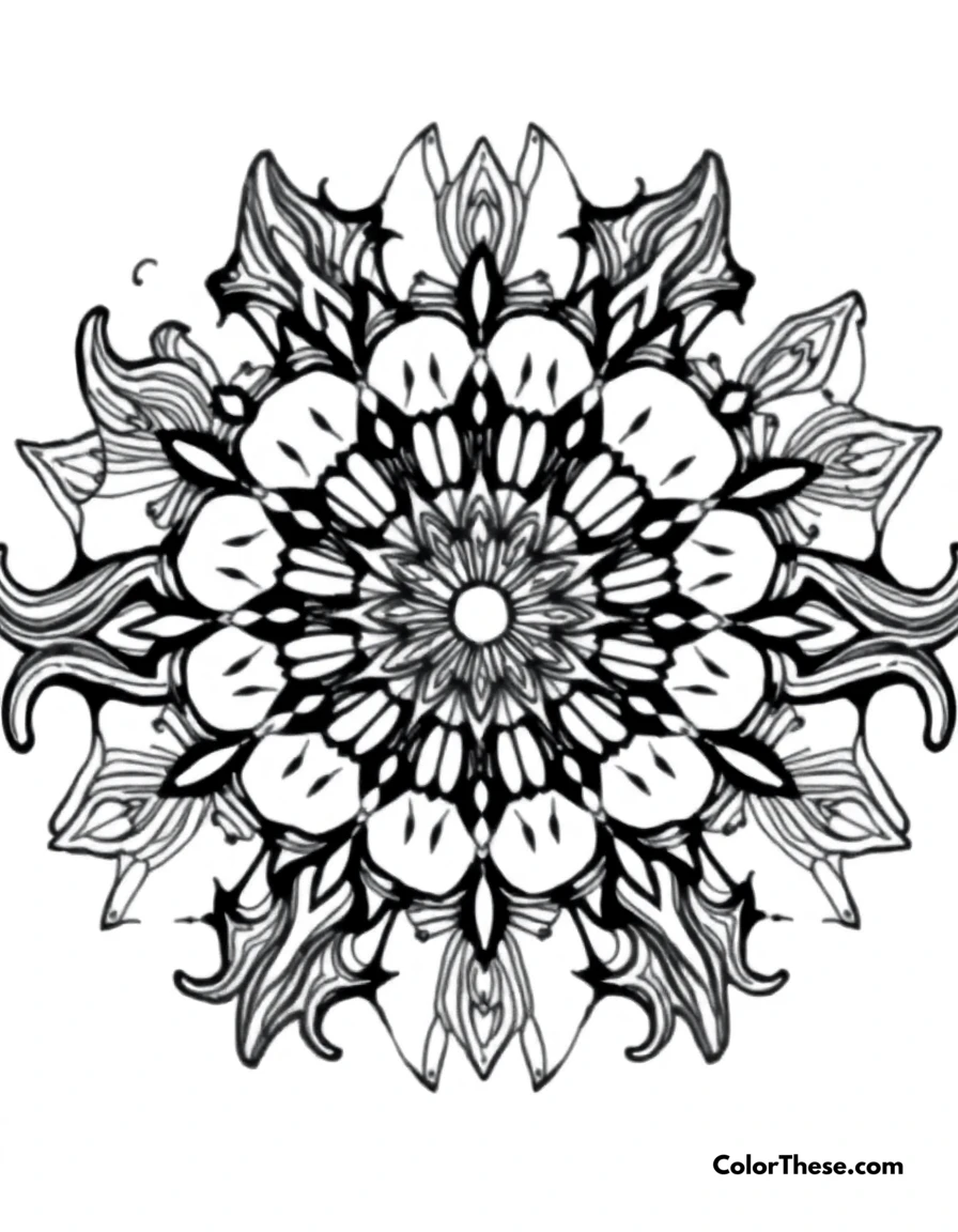 Free printable horse mandala with mane patterns coloring page for kids and adults. A mandala featuring horse-inspired mane patterns.