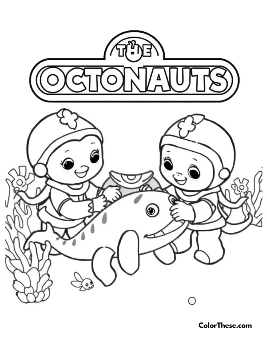 Free printable the octonauts rescuing a sea creature coloring page for kids and adults. The Octonauts working together to rescue a sea creature.