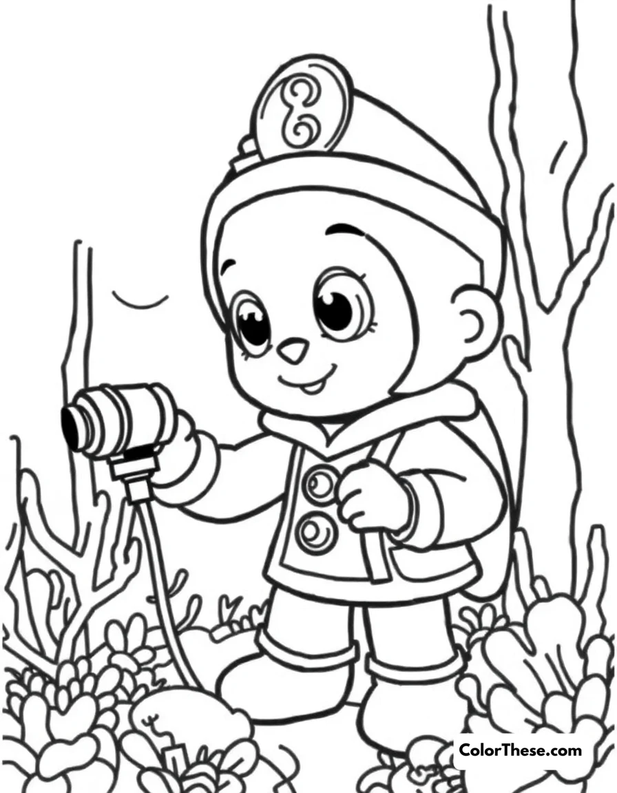 Free printable shellington studying sea life coloring page for kids and adults. Shellington the Octonauts scientist studying marine life.