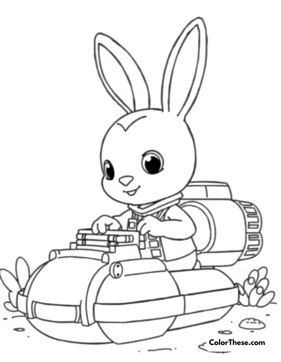 Free printable tweak building a gup coloring page for kids and adults. Tweak the Octonauts bunny engineer building a GUP vehicle.