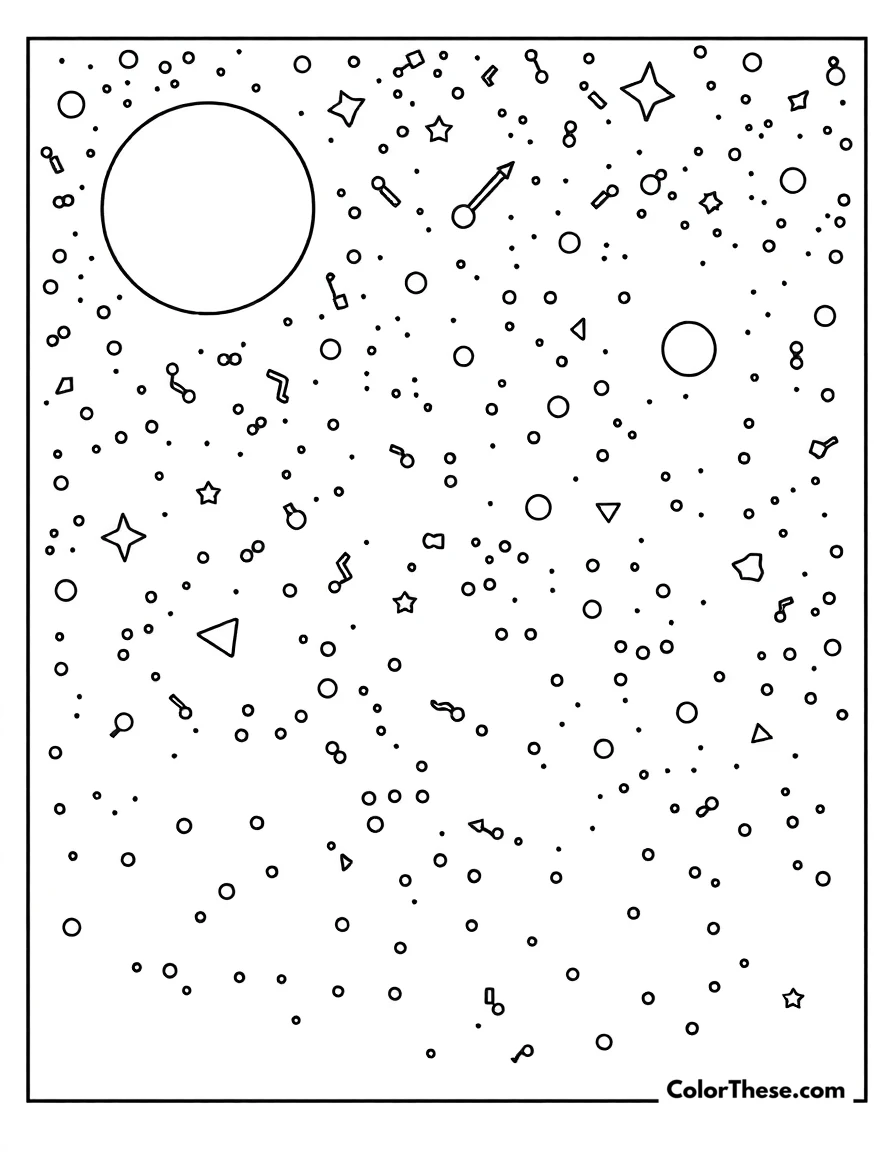 Free printable constellation patterns coloring page for kids and adults. A night sky filled with constellation patterns.
