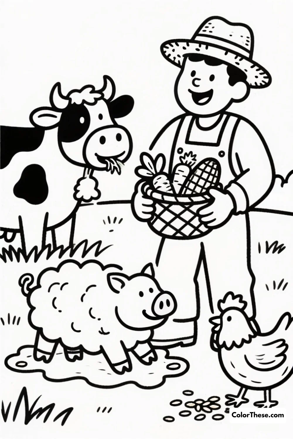 Harvest Time with the Farm Animals coloring page