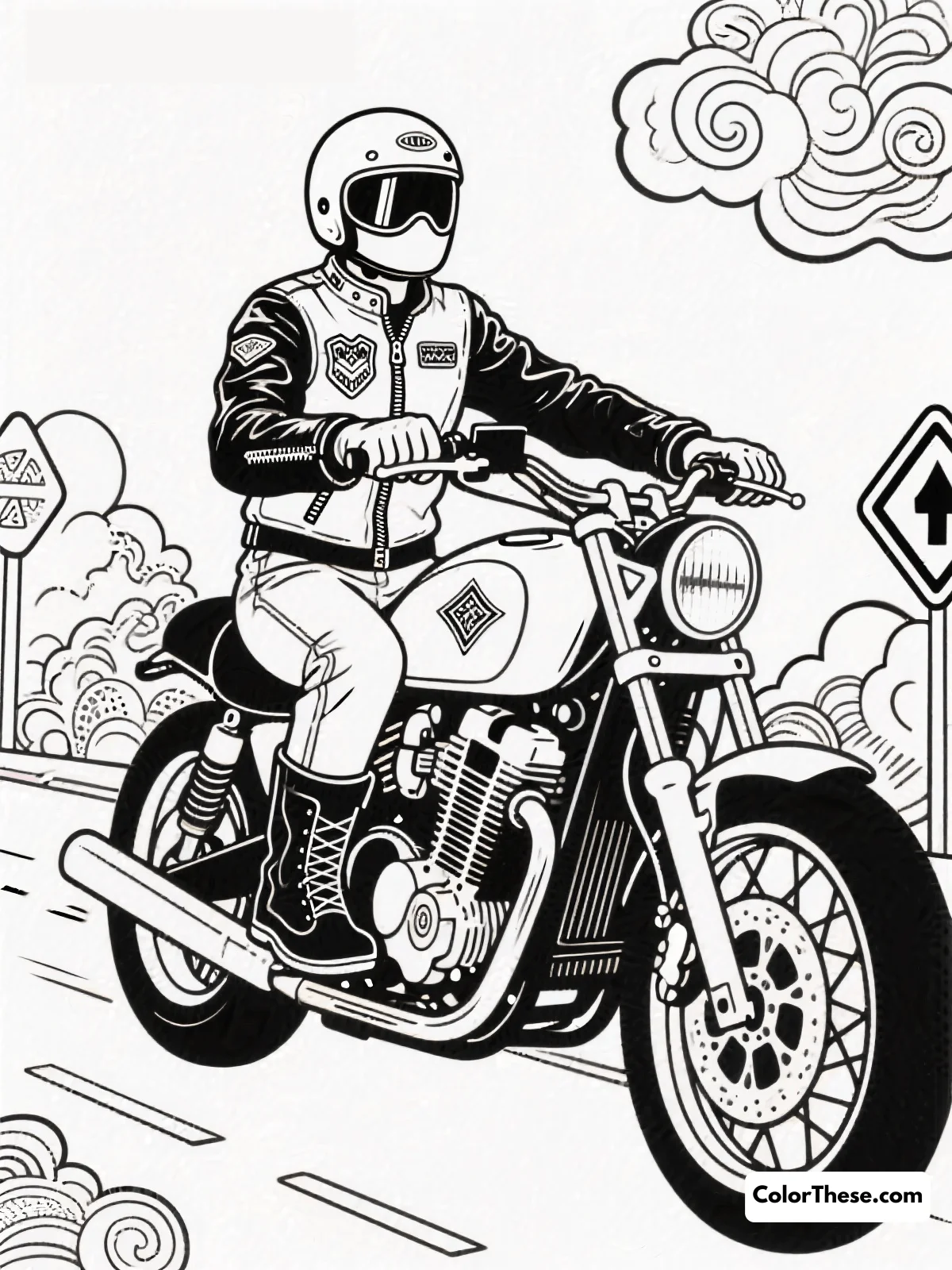 Rider in Full Gear coloring page
