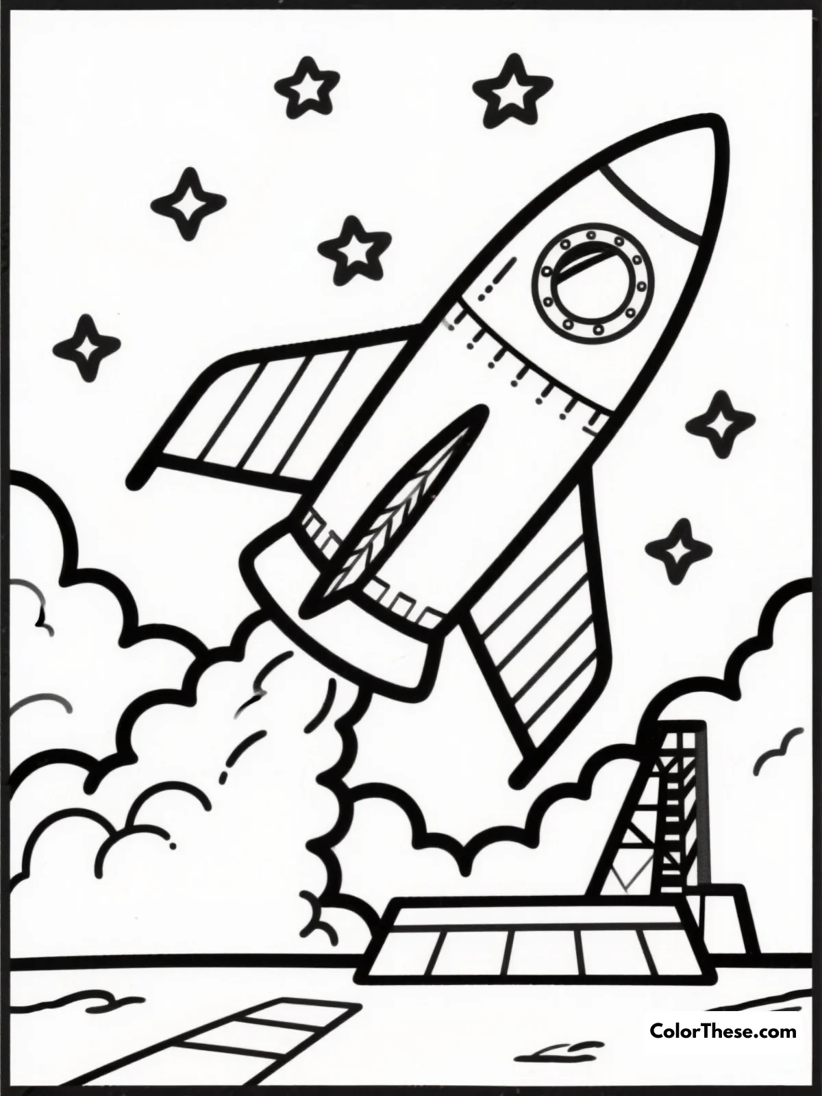 Free printable rocket ship launch coloring page for kids and adults. Blast off with our Rocket Ship Launch coloring page! Download this free printable PDF for kids and color your very own rocket ship soaring into space.