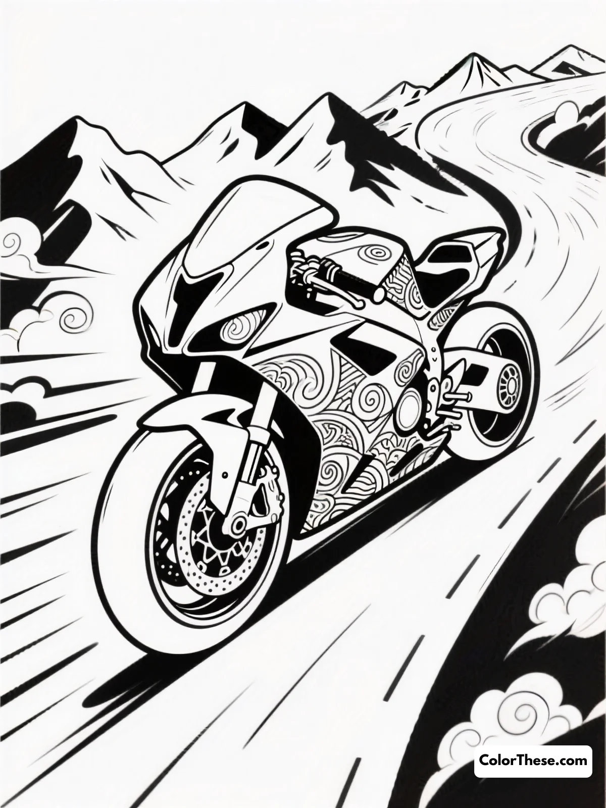 Sportbike in Action coloring page