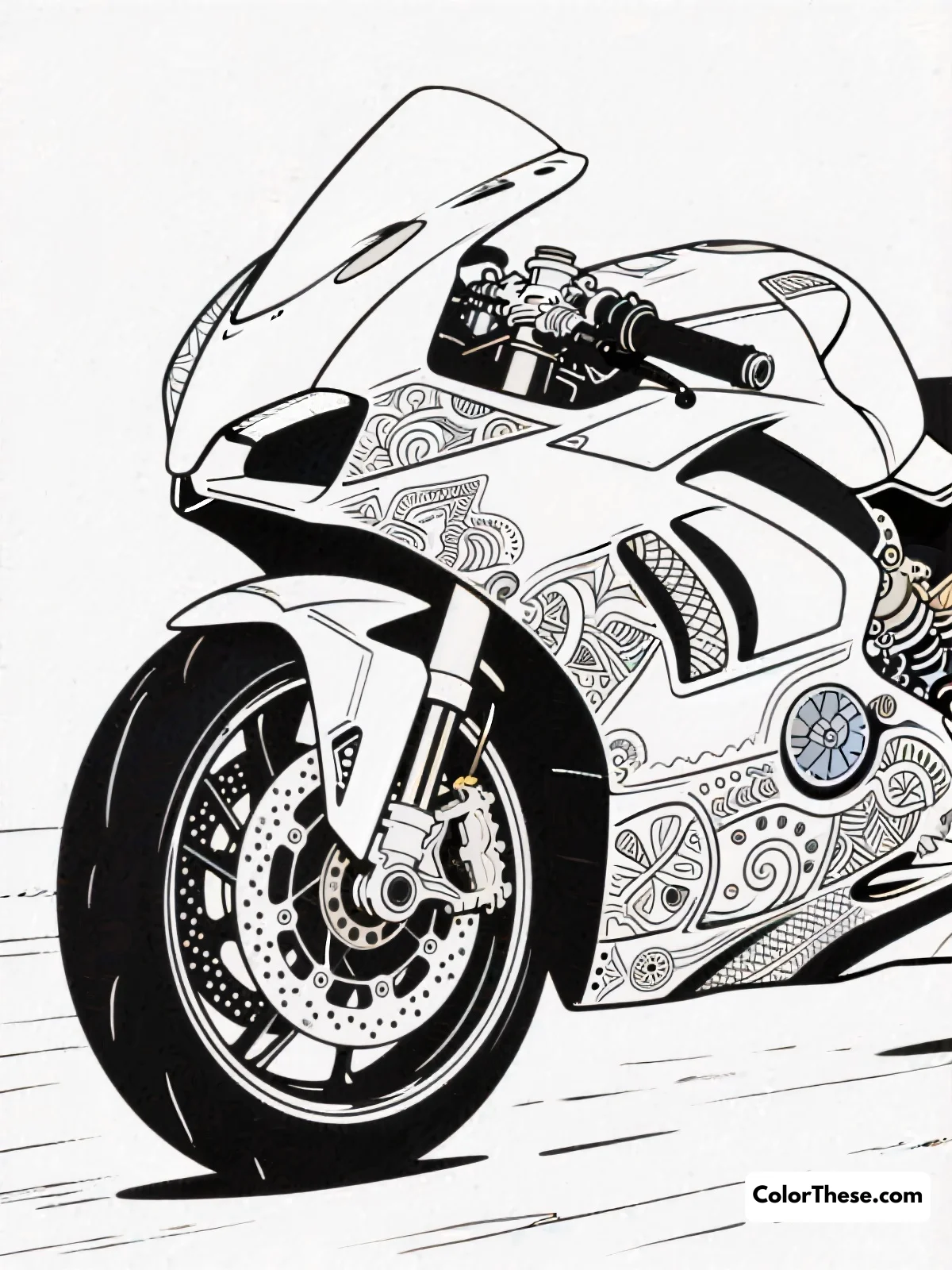Superbike with Intricate Details coloring page