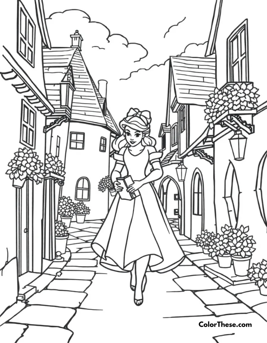 Belle's Village coloring page