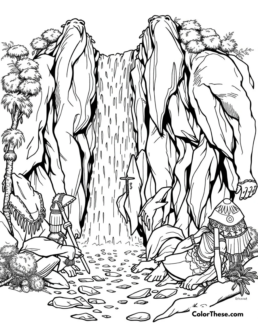 Warrior Falls coloring page