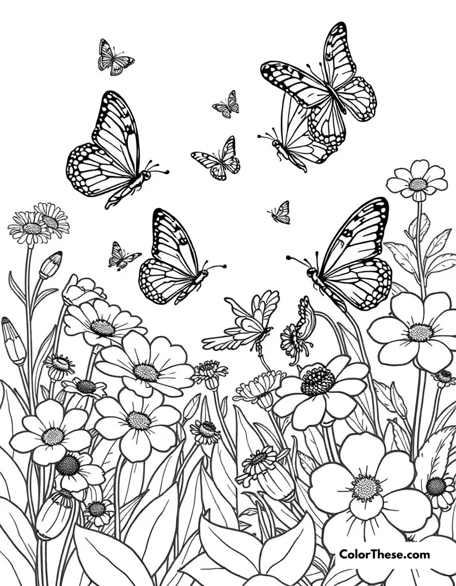 Butterfly Garden Paradise coloring page