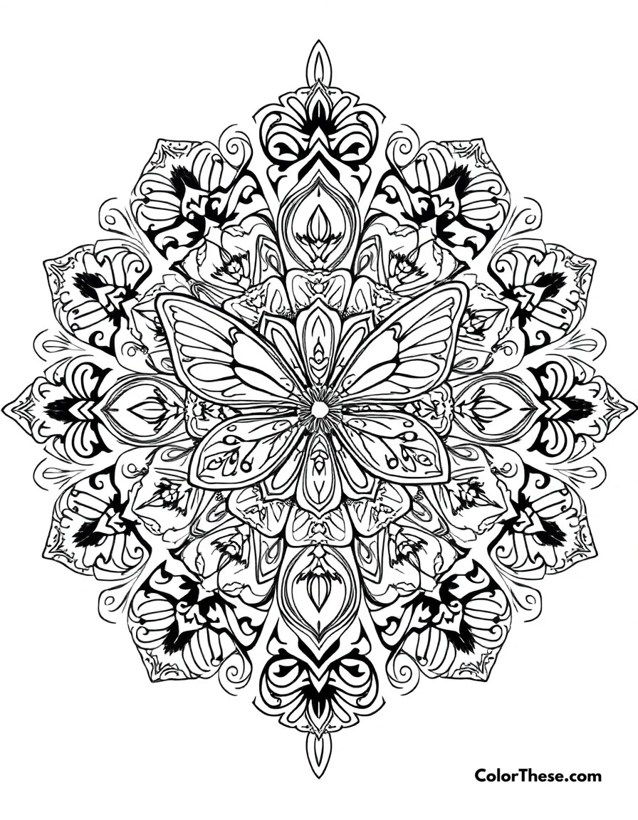 Butterfly Mandala Design coloring page