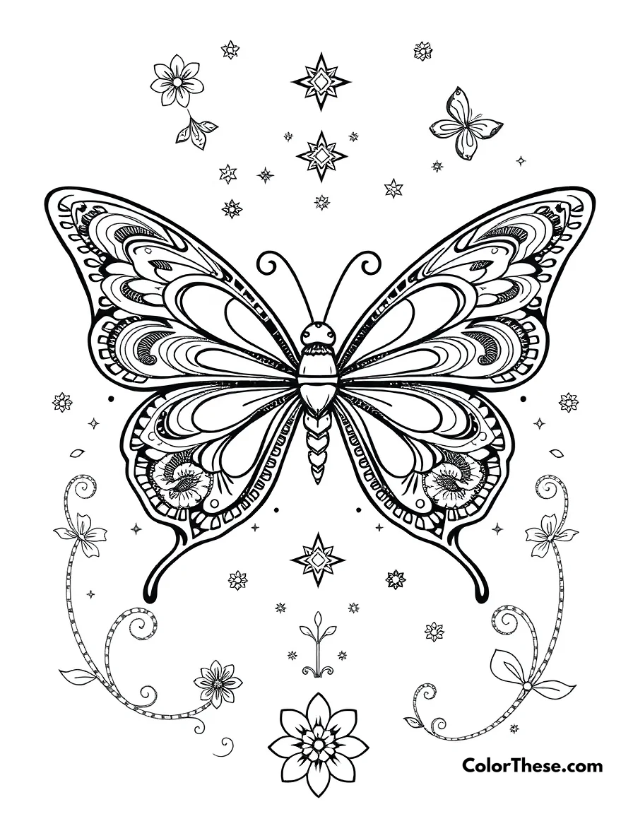 Butterfly Rainbow Wings coloring page