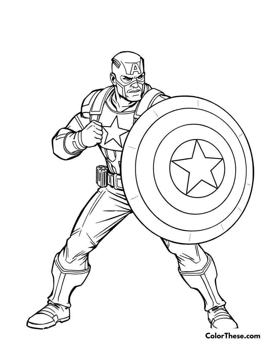 Captain America Battle Stance coloring page