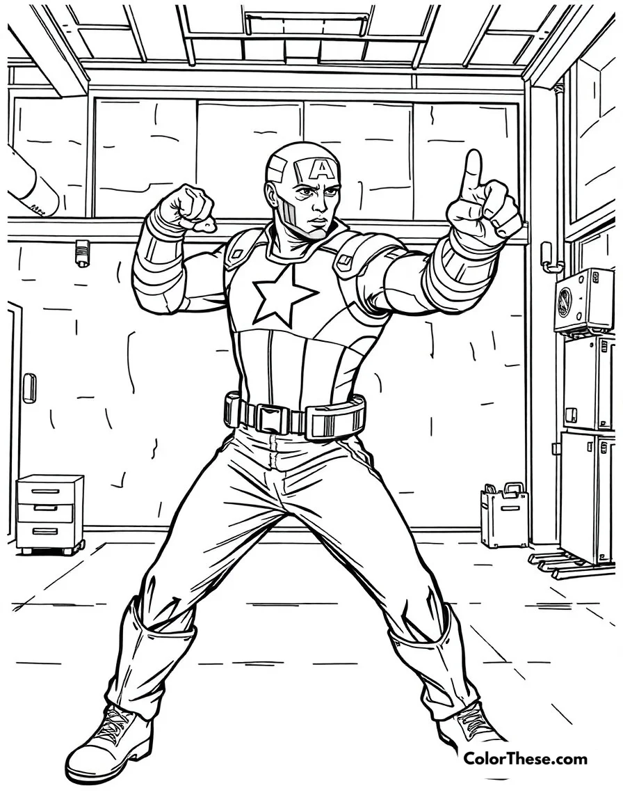Captain America Training coloring page