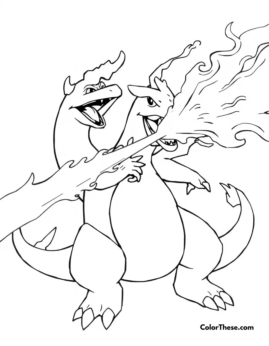 Charizard Flame Thrower coloring page
