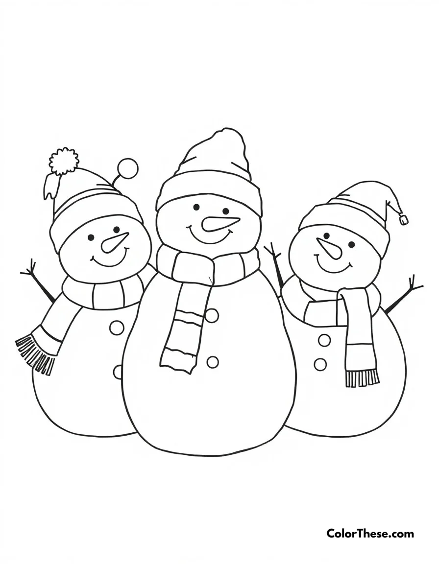 Christmas Snowman Family coloring page