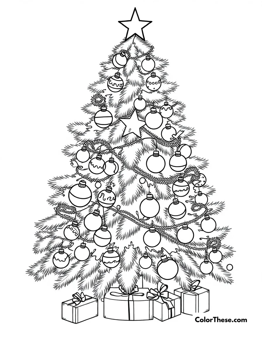 Christmas Tree Decorating coloring page